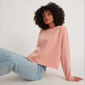 MARINE Layer Shiloh Crop Sweatshirt in Seashell Pink Small
